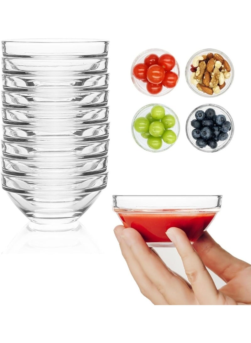 Mini Glass Bowls, 3in 2.5oz Small Prep Bowl, 10 Pack Dipping bowls, Sauce Bowls for Spice, Ramekins, Snack, Candy, Dessert, Ice Cream - Image 1