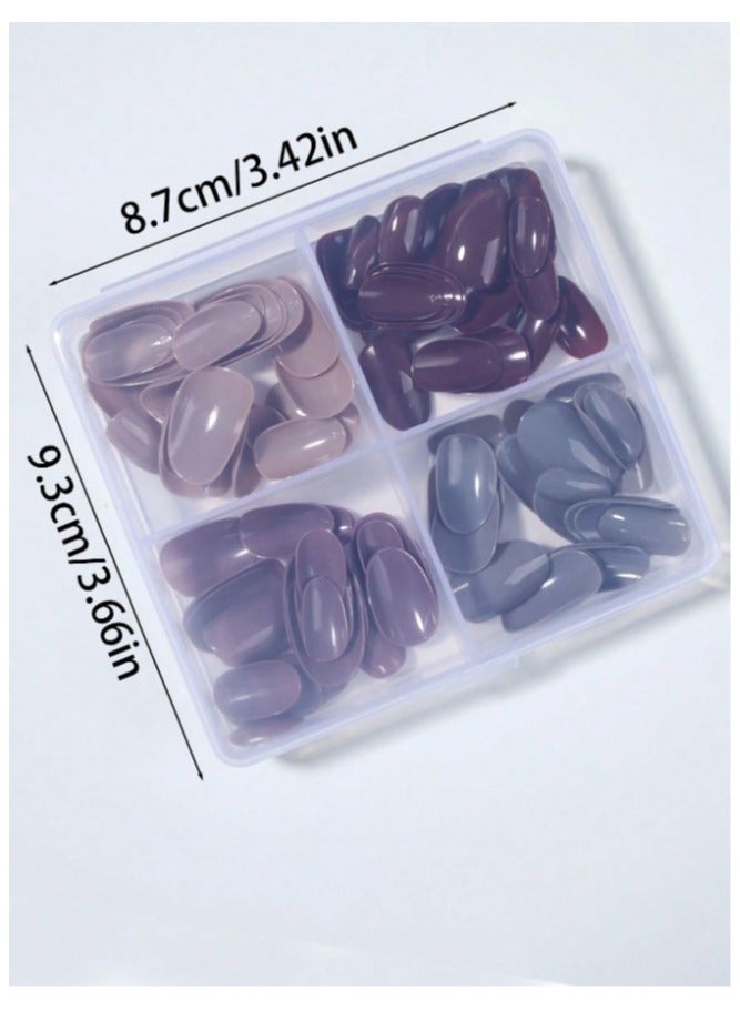 اظافر تركيب قصيرة بشكل بيضاوي 96 قطعة صندوق (4 أنواع مختلطة) أظافر اكريليك  تشمل 1 قطعة من الصمغ الجيلي و 1 قطعة من مبرد الأظافر، مع صندوق تخزين، مناسبة للنساء والفتيات في الحياة اليومية واستخدام الأعياد - Image 4