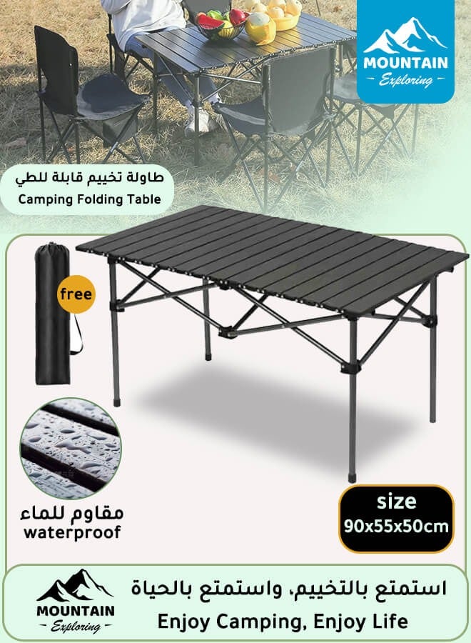 استكشاف الجبال طاولة تخييم معدنية قابلة للطي ومحمولة - تصميم مقاوم للماء والصدأ، مثالية للتخييم والشواء والنزهات الخارجية - Image 1