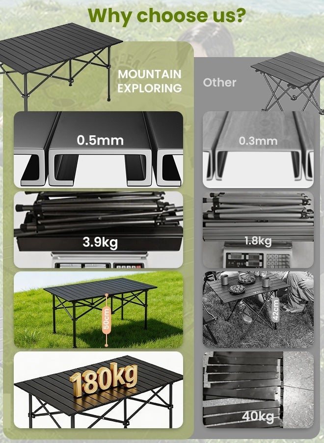 استكشاف الجبال طاولة تخييم معدنية قابلة للطي ومحمولة - تصميم مقاوم للماء والصدأ، مثالية للتخييم والشواء والنزهات الخارجية - Image 3