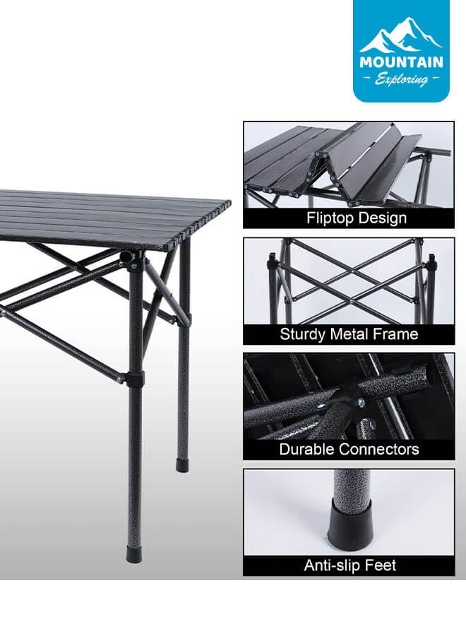 استكشاف الجبال طاولة تخييم معدنية قابلة للطي ومحمولة - تصميم مقاوم للماء والصدأ، مثالية للتخييم والشواء والنزهات الخارجية - Image 4