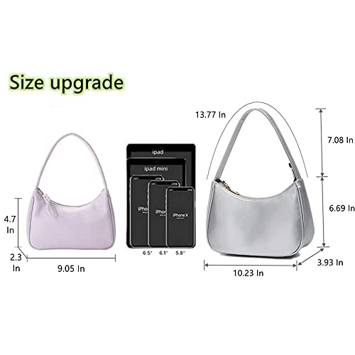 CYHTWSDJ Shoulder Bags for Women, Cute Hobo Tote Handbag Mini Clutch Purse with Zipper Closure (Silver White 1) - Image 4