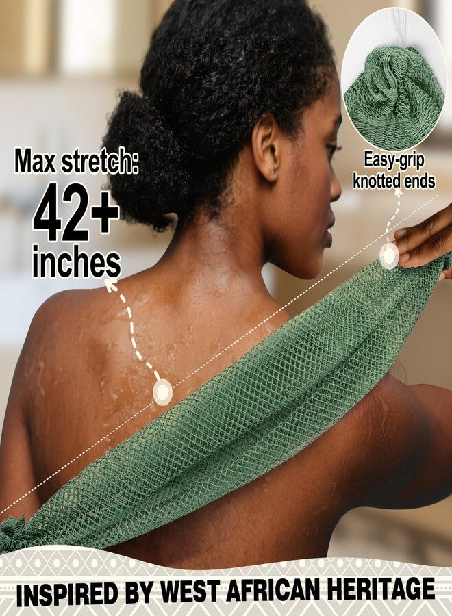 Zeefpod African Net Sponge Authentic-4 Packs African Exfoliating Net Sponge,Bath Sponges for Shower,42 inch Long for Normal to Sensitive Skin, for Daily use, Body Exfoliator Shower (Green,Pink,Blue,Grey) - Image 2