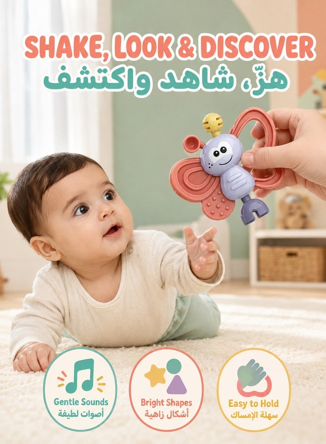 XiuWoo 10-Piece baby rattle toy, Infant teething toys, grab and spin rattles sensory toy set, food grade silicone material, newborn toys gift for babies 0-12-24 months boys girls, early educational toy set. - Image 3