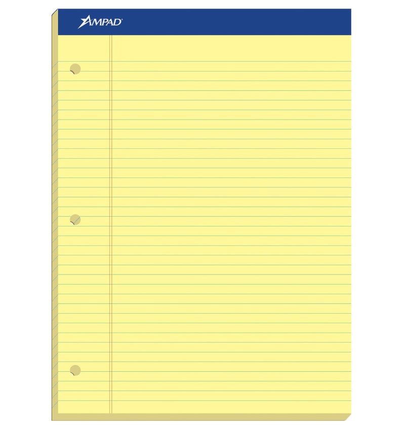 Ampad Evidence Dual Ruled Pad, Legal Ruling, Size 8.5 x 11.75 Inches, Canary Paper, 100 Sheets Per Pad (20-243) - Image 1