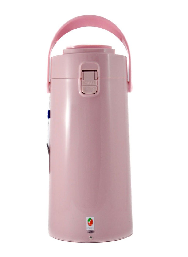 Homemaker Tea & Coffee Vacuum Flask With Pump, Insulated Double Wall Glass, 3 Litre Capacity, Pink - Image 2