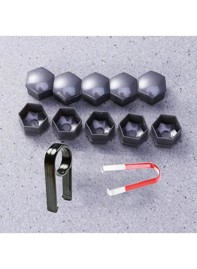 Gebildet 24pcs Wheel Nut Cap 17mm Wheel Bolt Nut Caps Covers, Hexagonal Tire Nut Covers with Removal Tool Set for Cars(Gray) - Image 3