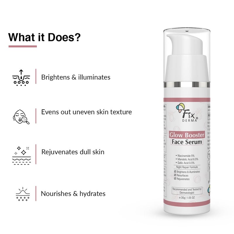 Fixderma 5 Niacinamide Serum Glow Booster Face serum with 65 Mandelic Acid 05 Gallic Acid Skin Brightening Serum Face Serum for Men Women 30g - Image 3