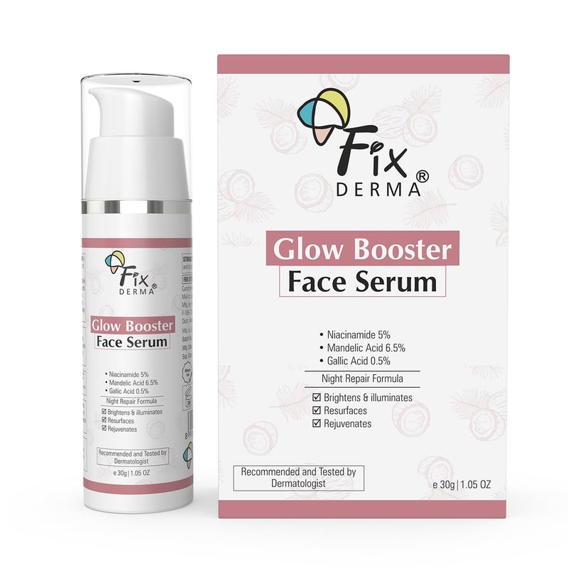 Fixderma 5 Niacinamide Serum Glow Booster Face serum with 65 Mandelic Acid 05 Gallic Acid Skin Brightening Serum Face Serum for Men Women 30g - Image 1