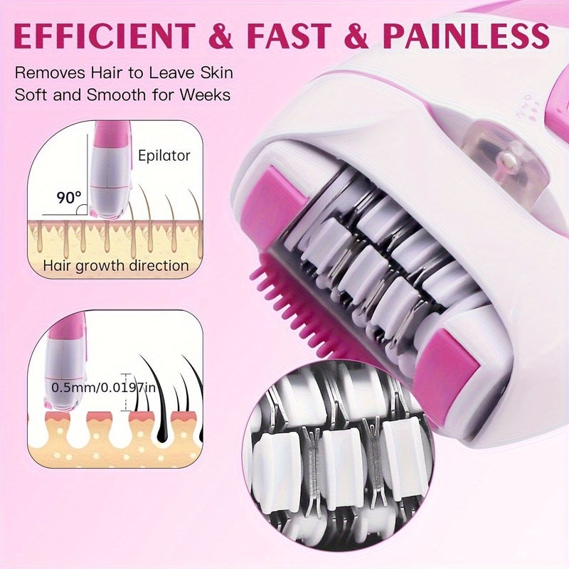 Rose Red USB Rechargeable Hair Removal Device With Beard Removal Blade And Light For Men And Women - Image 4