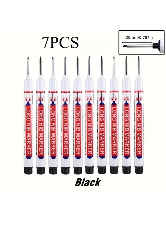 7PCS Black 20mm Deep Hole Long Tip Metal Punching Pens for Bathroom and Woodworking - Image 1
