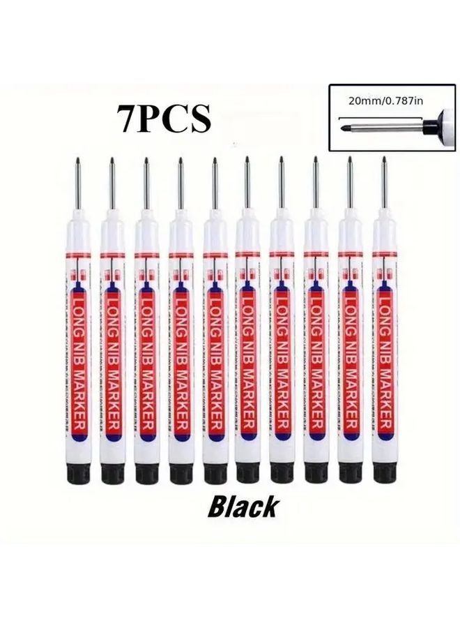 7PCS Black 20mm Deep Hole Long Tip Metal Punching Pens for Bathroom and Woodworking - Image 3