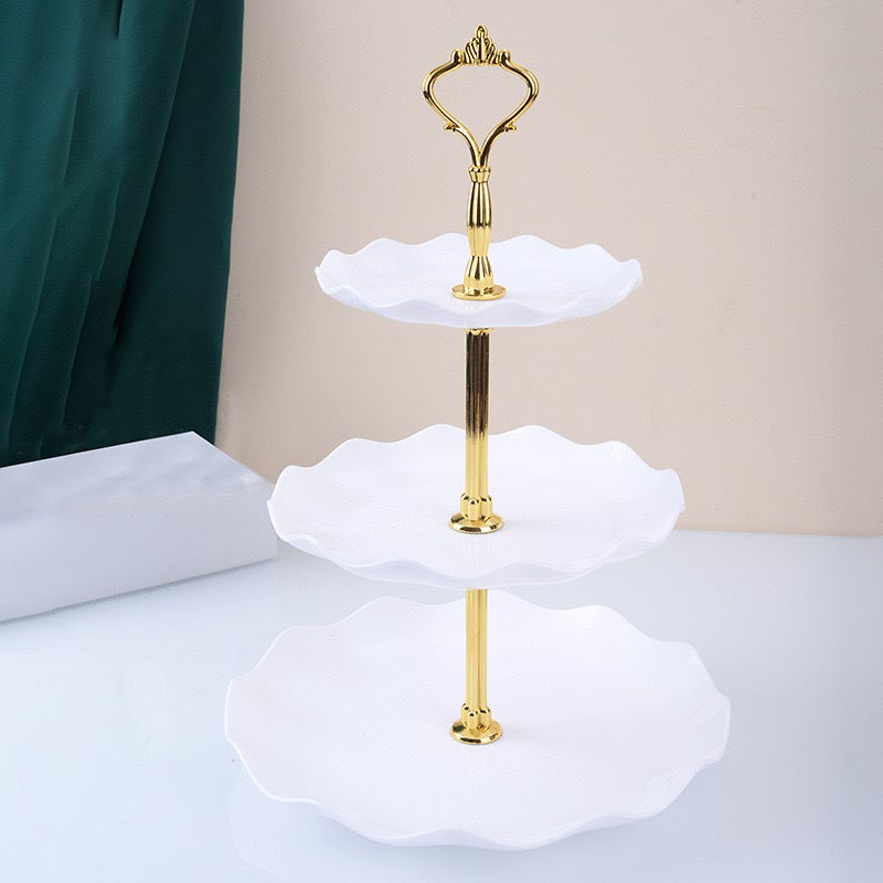 European Style 3-Tier Snack Tray White 
