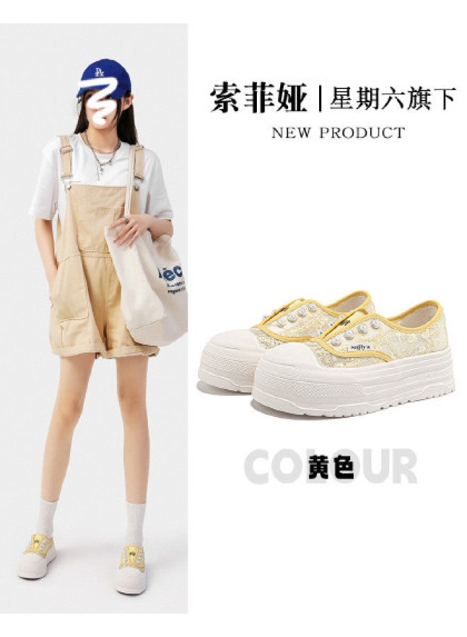 SAFIYA New Chinese Style】saturday's Lazy Slip-on Women's New High-value Lightweight Thick-sole Mesh Fisherman Shoes - Image 1