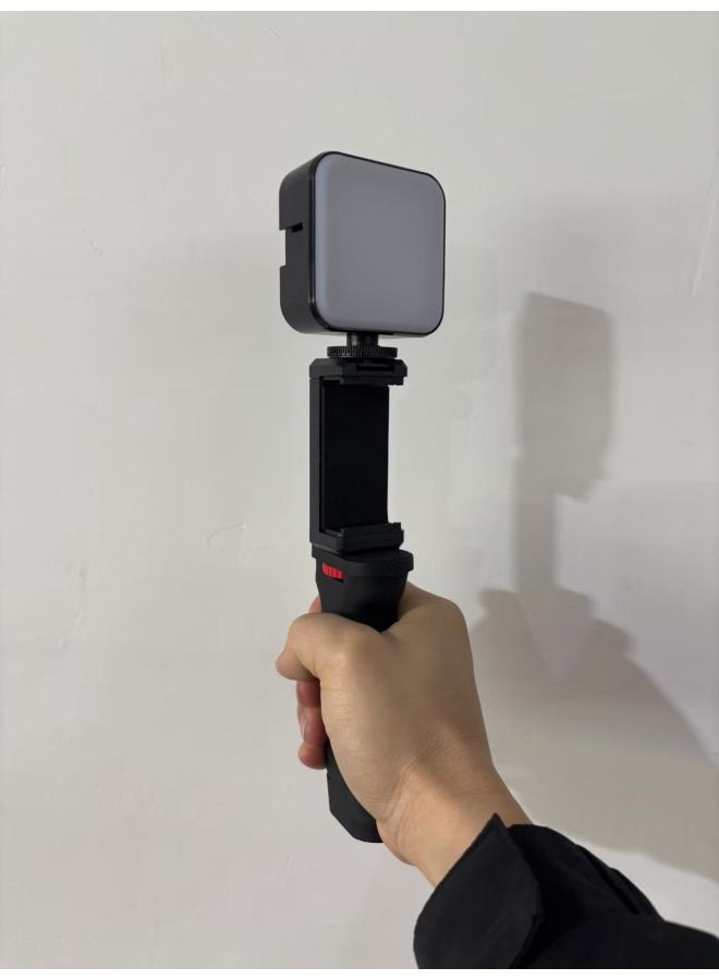 Suitable For Gopro Shadow Stone 360 Dajiang VR Camera Shooting Handheld Stabilizer Anti-shake Live Universal Handle-Colour:Grip Bracket + Hot Shoe Clip Fill Light - Image 1