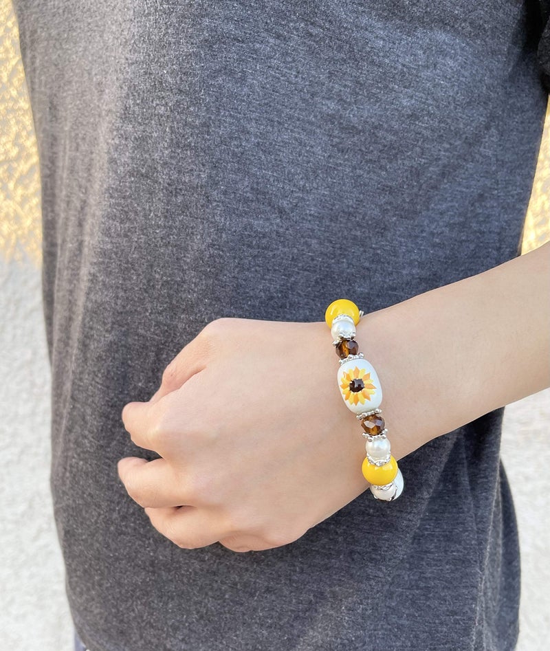 fiona State Flower Bracelet Beaded Souvenir Jewelry Gift for Woman, Garden Botanical Bracelet (Sunflower Kansas) - Image 2