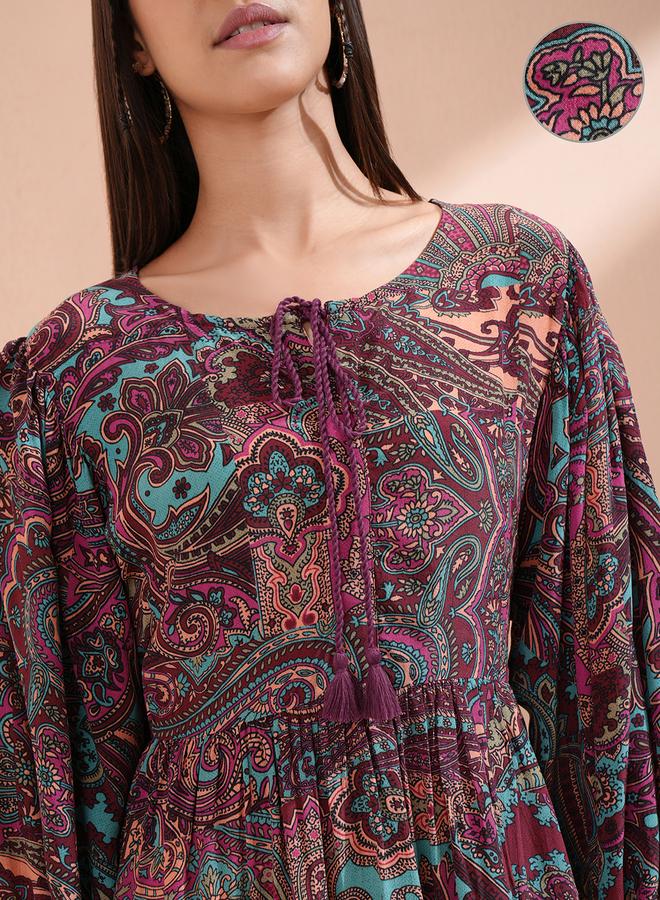 فيشود فستان ميدي بطبعة بيزلي - Image 5