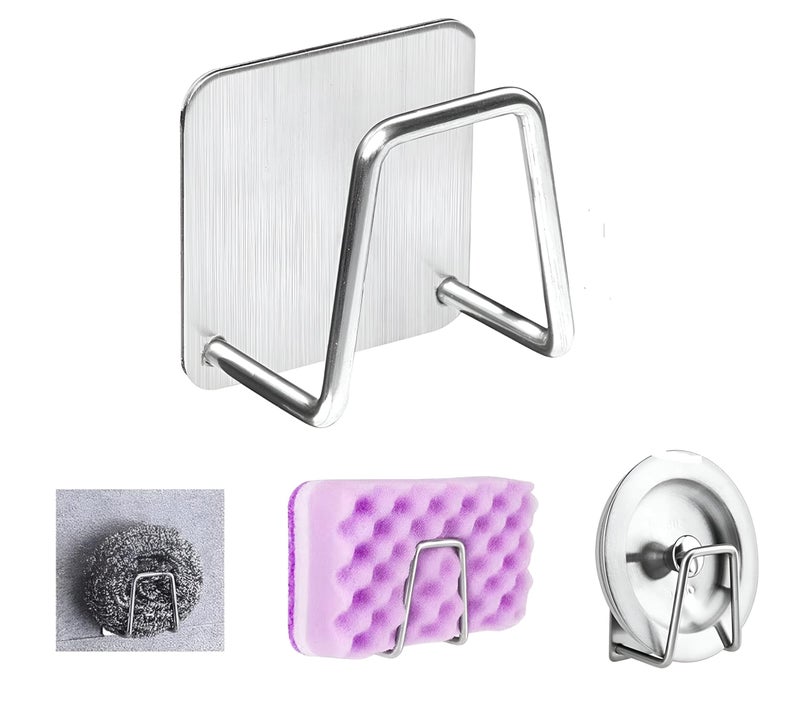 DUDSCOG Sponge Holder for Kitchen Sink - Strong Adhesive, Waterproof Stainless Steel Design for Quick Drying & Organizing(2PCS) - Image 1