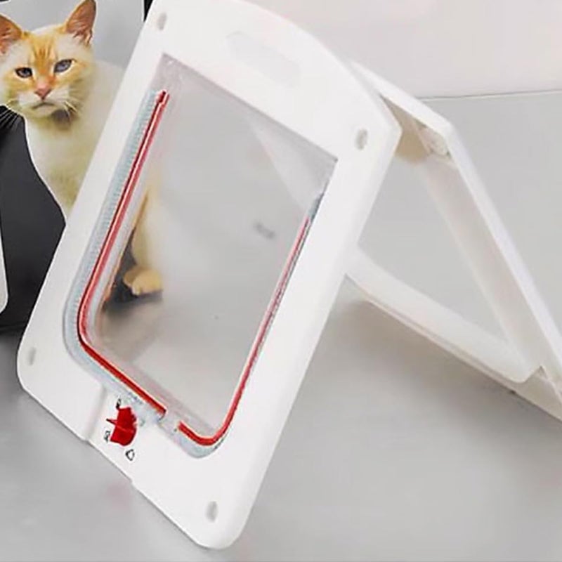Abaodam 2pcs Small Controllable Cat Doors Pet Flap Doors with Lock for Home Use White and Brown Suitable for Small Cats and Dogs - Image 2