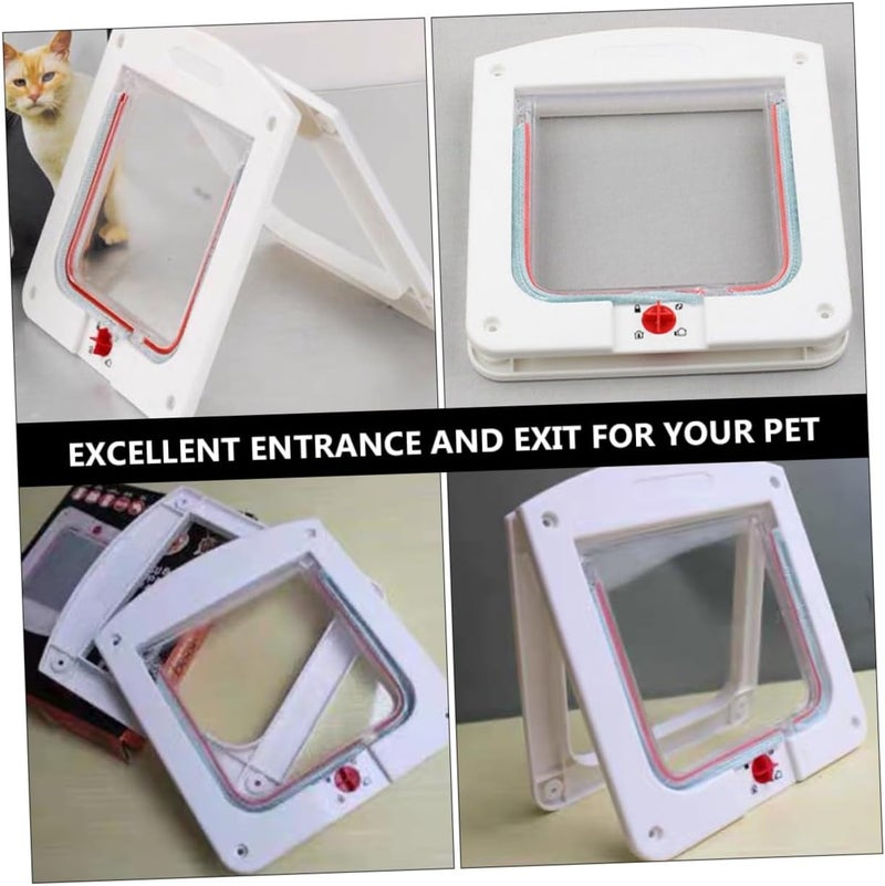Abaodam 2pcs Small Controllable Cat Doors Pet Flap Doors with Lock for Home Use White and Brown Suitable for Small Cats and Dogs - Image 4
