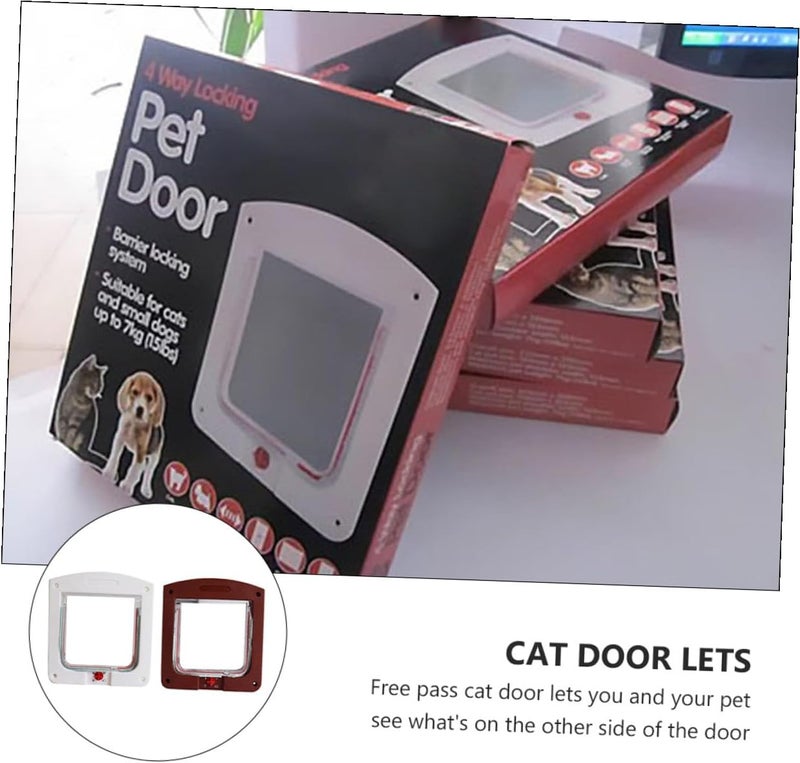 Abaodam 2pcs Small Controllable Cat Doors Pet Flap Doors with Lock for Home Use White and Brown Suitable for Small Cats and Dogs - Image 5