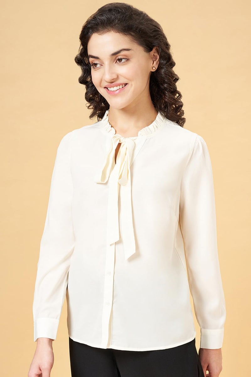 Annabelle by Pantaloons Women Polyester Blend Regular Fit Blouse (110145829006_Antique White 2XL) - Image 5