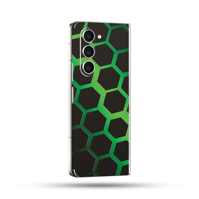 MIGHTY SKINS MightySkins Skin Compatible with Samsung Galaxy Z Fold 5 Full Wrap - Green Hex | Protective, Durable, and Unique Vinyl Decal wrap Cover | Easy to Apply, Remove, and Change Styles | Made in The USA - Image 1