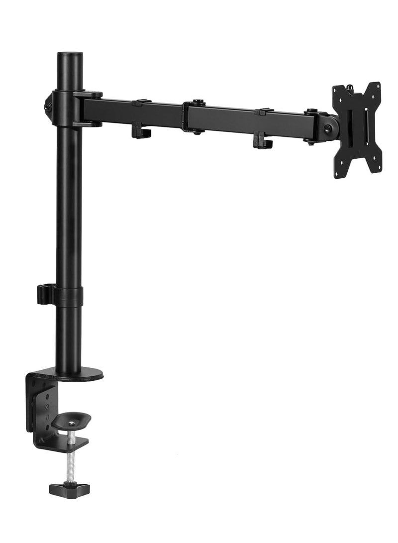 Single Monitor Arm Mount, Desk Mounted Stand, Holds Screens 13 to 38 inch, Full Motion Height Adjustable Stand with C-Clamp and Grommet Base, VESA 75x75mm or 100x100mm - Image 1