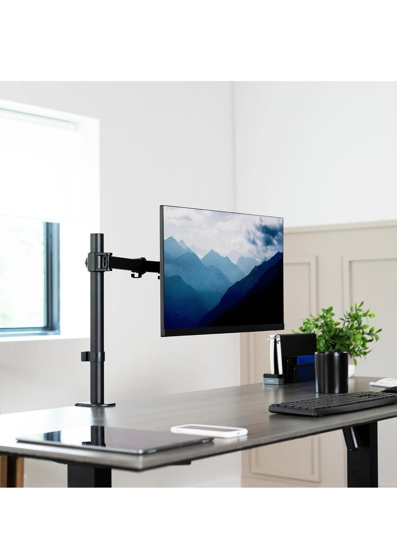 Single Monitor Arm Mount, Desk Mounted Stand, Holds Screens 13 to 38 inch, Full Motion Height Adjustable Stand with C-Clamp and Grommet Base, VESA 75x75mm or 100x100mm - Image 2