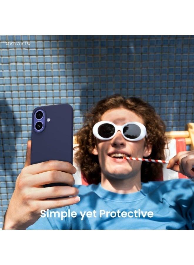 Compatible with iPhone 16 Case 6.1 Inch Slim Liquid Silicone 4 Layers Soft Gel Rubber Shockproof Protective Phone Case with Anti Scratch Microfiber Lining (Royal Blue) - Image 3