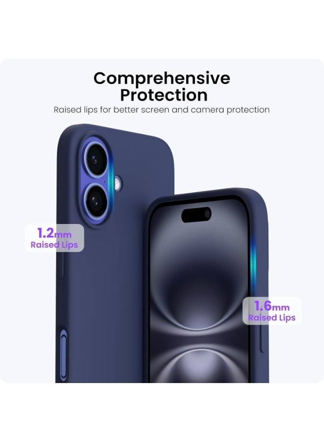 Compatible with iPhone 16 Case 6.1 Inch Slim Liquid Silicone 4 Layers Soft Gel Rubber Shockproof Protective Phone Case with Anti Scratch Microfiber Lining (Royal Blue) - Image 2