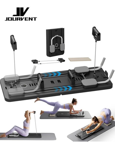 Pilates Board,  2025 Pilates Reformer Set, 5 in1 Pilates Reformer Machine with Timer, Multi-Purpose Foldable Pilates Reformer Board for Home, Pilates Sliding Board for Home Women Men