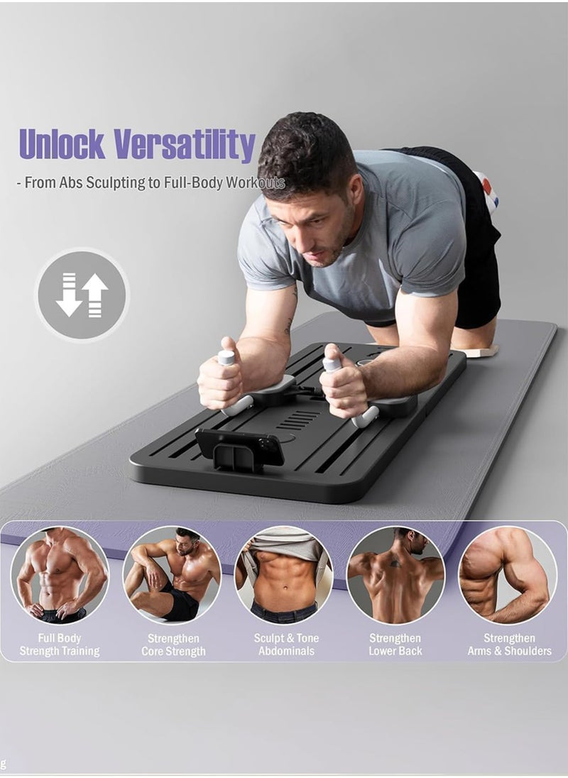 Pilates Board,  2025 Pilates Reformer Set, 5 in1 Pilates Reformer Machine with Timer, Multi-Purpose Foldable Pilates Reformer Board for Home, Pilates Sliding Board for Home Women Men