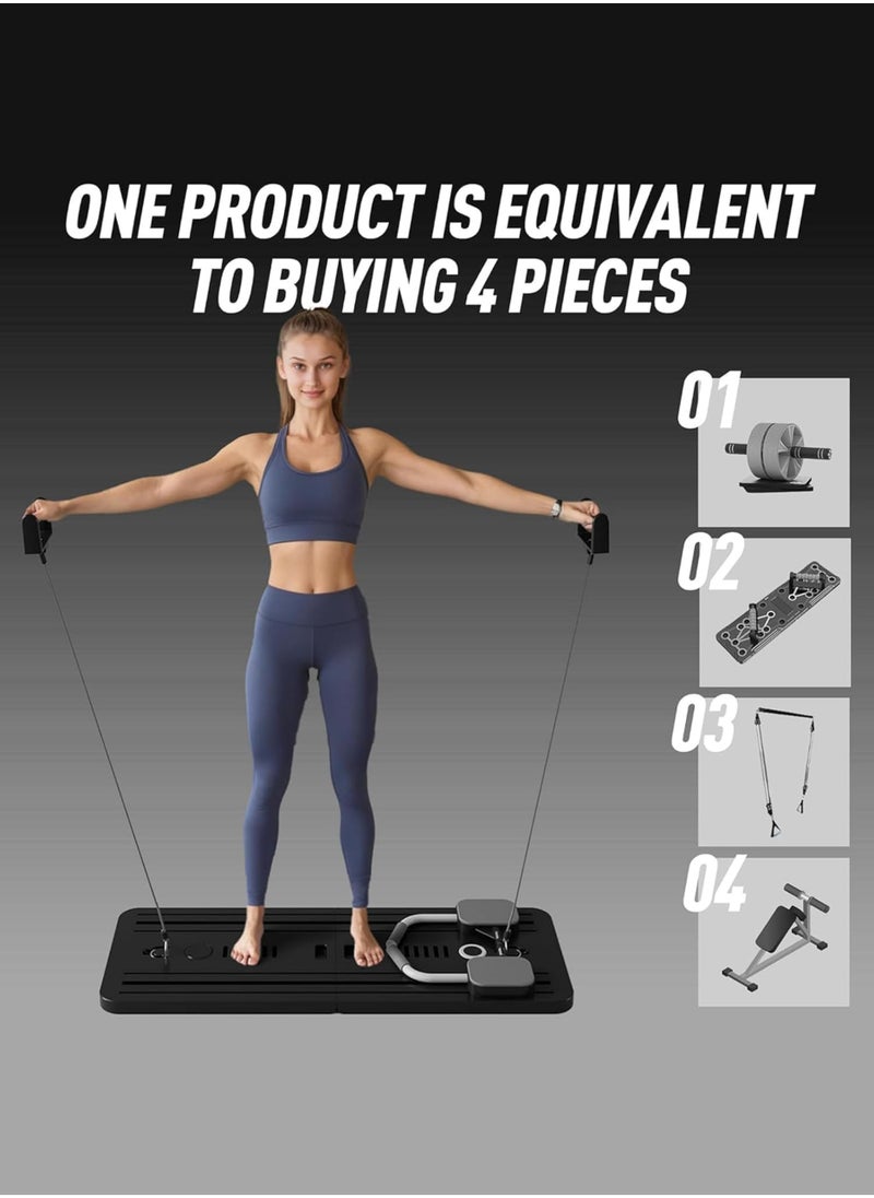 Pilates Board,  2025 Pilates Reformer Set, 5 in1 Pilates Reformer Machine with Timer, Multi-Purpose Foldable Pilates Reformer Board for Home, Pilates Sliding Board for Home Women Men
