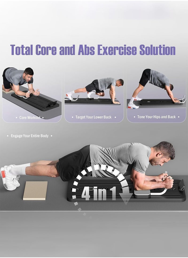 Pilates Board,  2025 Pilates Reformer Set, 5 in1 Pilates Reformer Machine with Timer, Multi-Purpose Foldable Pilates Reformer Board for Home, Pilates Sliding Board for Home Women Men