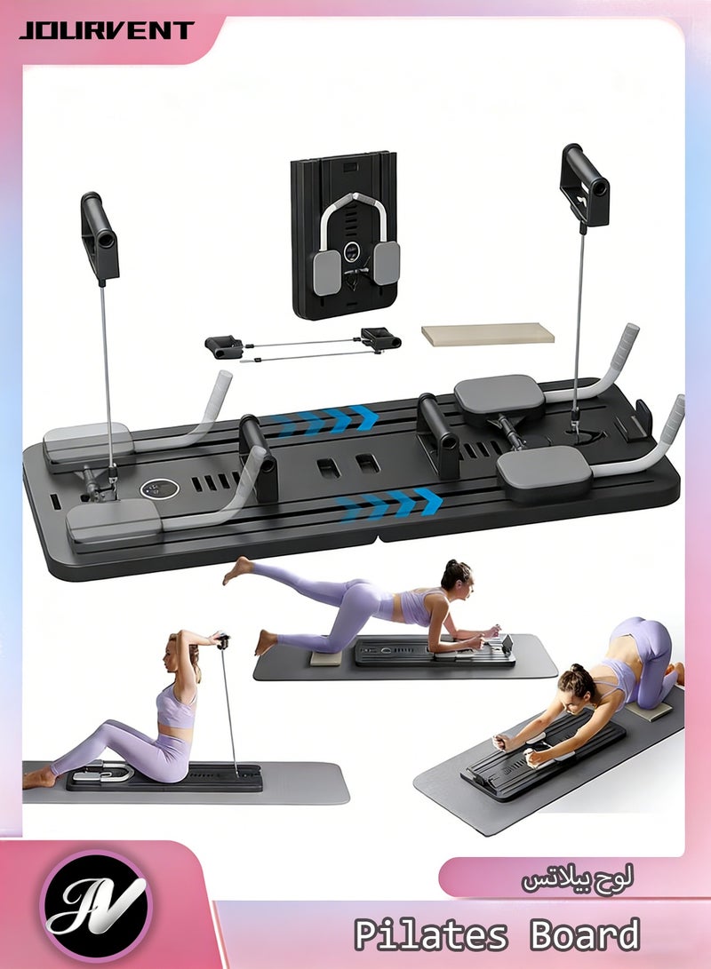 Jourvent Pilates Board,  2025 Pilates Reformer Set, 5 in1 Pilates Reformer Machine with Timer, Multi-Purpose Foldable Pilates Reformer Board for Home, Pilates Sliding Board for Home Women Men - Image 1
