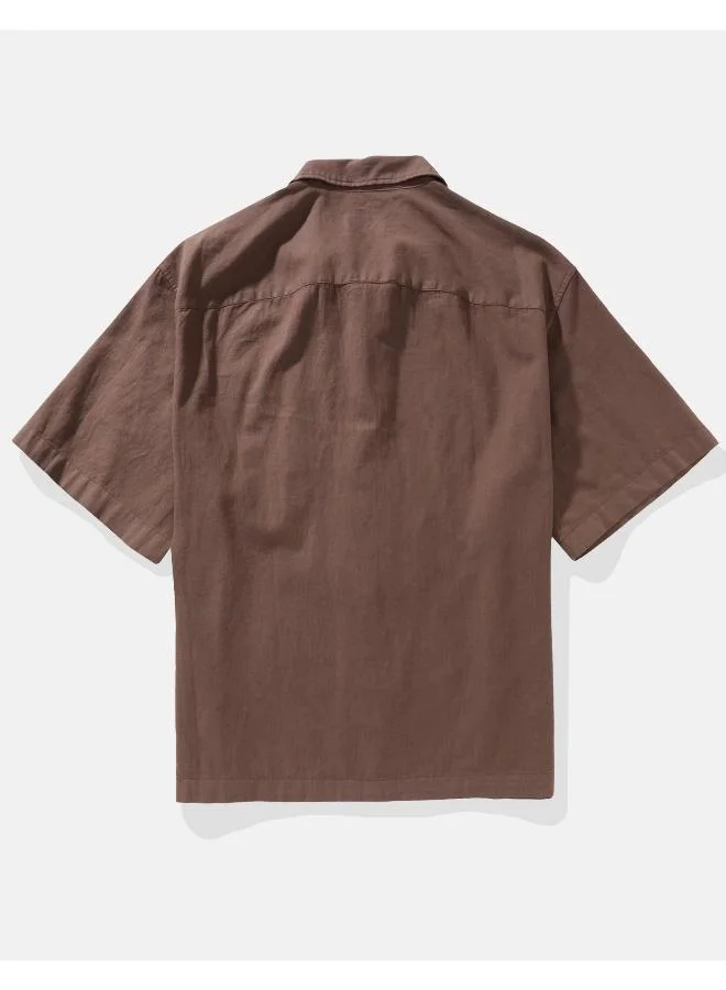 American Eagle AE Poolside Linen-Blend Button-Up Shirt