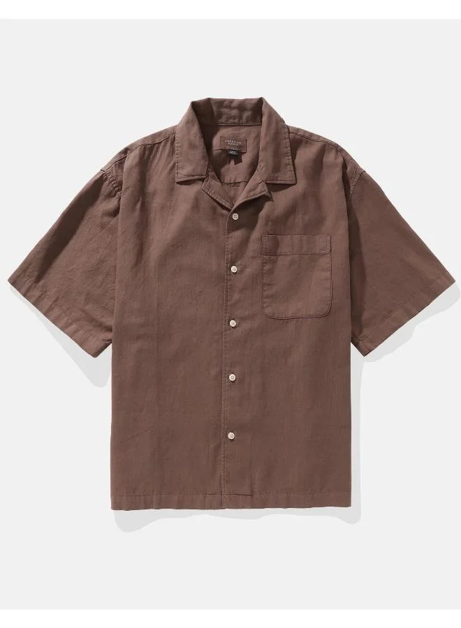American Eagle AE Poolside Linen-Blend Button-Up Shirt