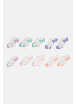 SKECHERS Kids Girl 10 Pairs Brand Logo No Show Socks, Multicolor  - Image 1