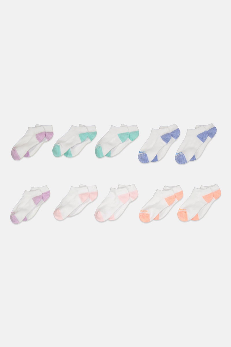 Kids Girl 10 Pairs Brand Logo No Show Socks, Multicolor