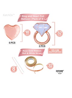 KATCHON Rose Gold Balloons With 17-Piece Packaging Decorations Bachelor Parties Large Balloons In The Shape Of 32-Inch Diamond Ring Balloons For Bride Decorations Wedding Decorations  - Image 4