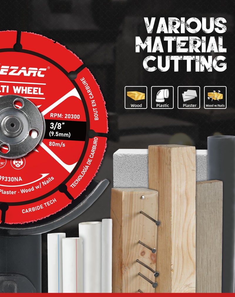 EZARC 3 Inch Cut Off Wheels, Carbide Cutting Disc, Angle Grinder Cutting Wheel for Wood, Wood with Nails, Laminate, Plastic, Plaster, 2 Pack - Image 5