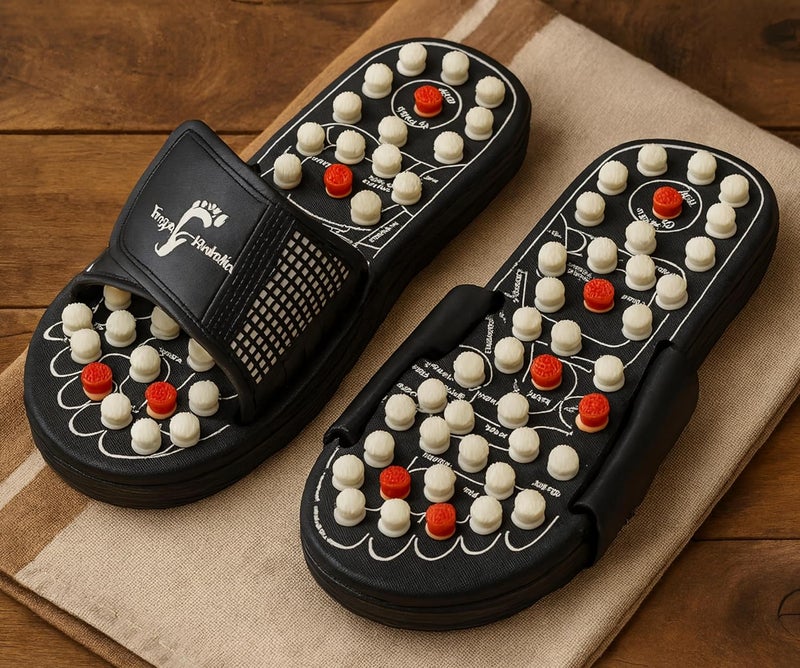 Vemlons Yoga Paduka Spring Acupressure & Magnetic Therapy Acupressure Slippers Unisex Natural Foot Massager for Full Body Blood Circulation Acupressures Paduka Slipper's for Men & Women (5) - Image 1