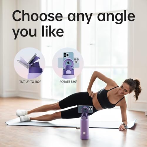 Magcheer Insulated Magnetic Water Bottle - Reusable Stainless Steel Bottle with MagSafe Compatible Phone Holder - Keeps Cold for 24 Hours - Perfect for Gym, Sports, and Travel - Lavender 24oz - Image 4