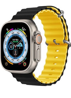 Ocean Silicone Rubber Watch Band Strap for Apple Watch Ultra 49mm/45mm/44mm/42mm Ocean Dual Colored black/yellow