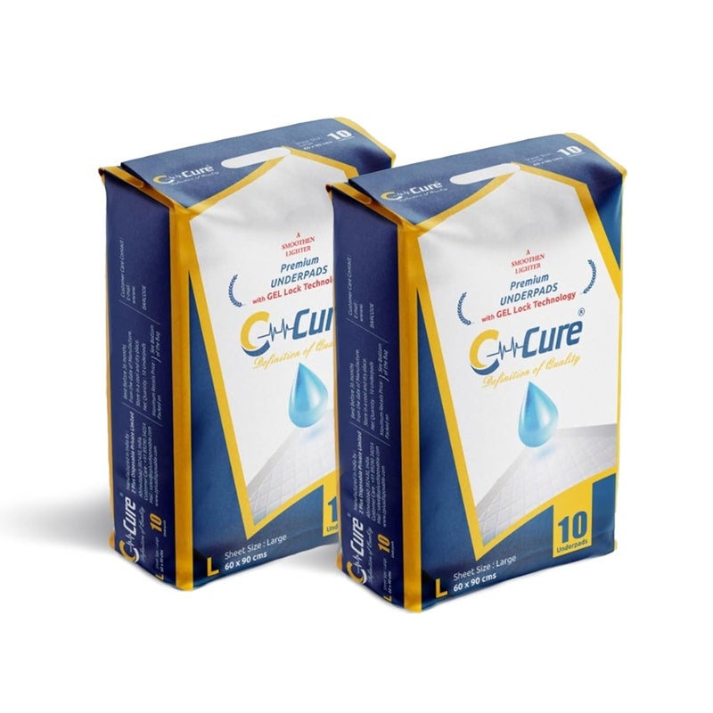 C-Cure وسادة تحتية قابلة للتصرف ممتازة | كبيرة 60 x 90 سم | حصيرة حماية سرير عالية الامتصاص | تحتية سلسة فائقة النعومة | عدد 20 | ورقة مولي لرعاية المرضى طريحي الفراش - Image 1