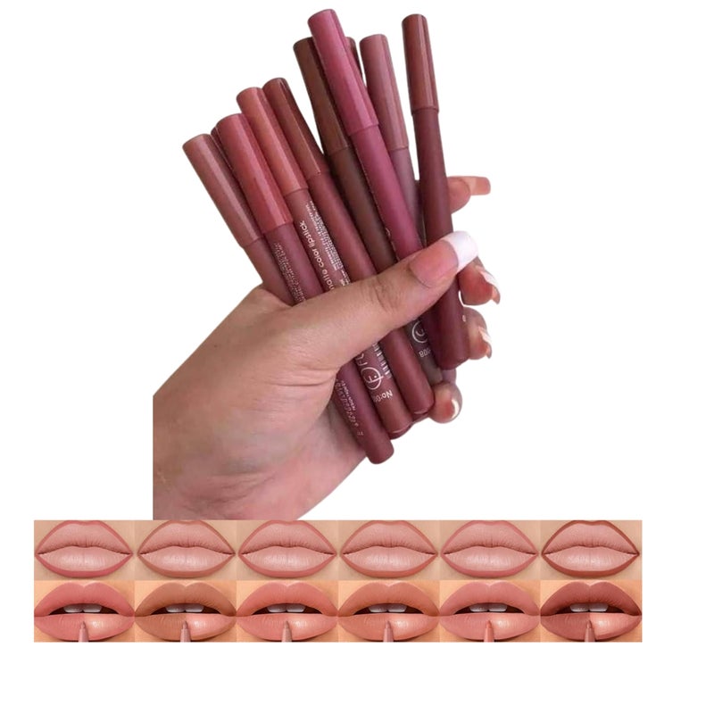(BUY 6 GET 6 FREE) 12 pcs, 12 Colors nude Tone Ultra Fine Lip Liner Set, Creamy, Long Lasting, High Pigmented Pencil, Various Shades (Nude Tone) - Image 3