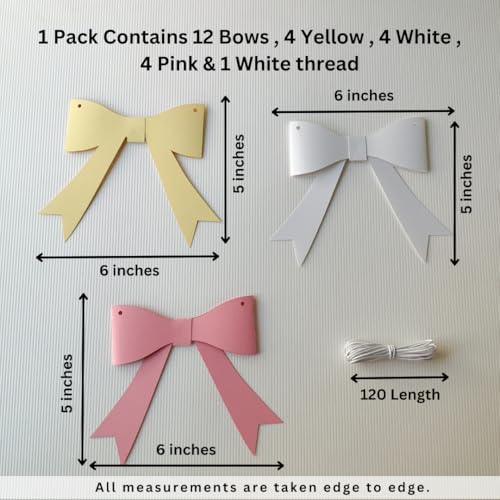 Pinfliers Bride To Be Decoration/Pastel Bow 1st, 18 Birthday Theme Decorations for Girls/Paper Bunting, Buntings, Pennants, Streamers, Banner/Welcome Baby Home/Wall,Backdrop,Teen,Teens/12 Ribbon/72 in - Image 2