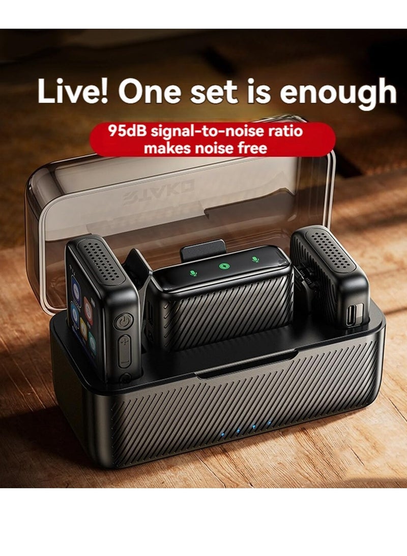 Wireless Lavalier Microphone Clip on Pro Noise Cancellation Wireless Microphone for DSLR Camera Android PC - Image 2