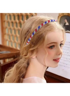 HOXIEYA HOXIEYA Independence Day Rhinestone Headband Blue Red Patriotic Hair Band 4th July Headband for Women Girls Patriotic Holiday Decoration Supllies 1pcs  - Image 2